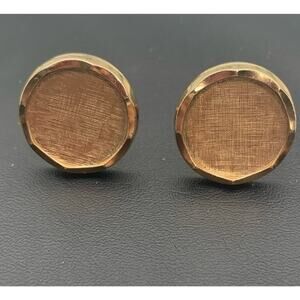 Vintage Foster Round Brushed Gold Tone Cuff Links Signed